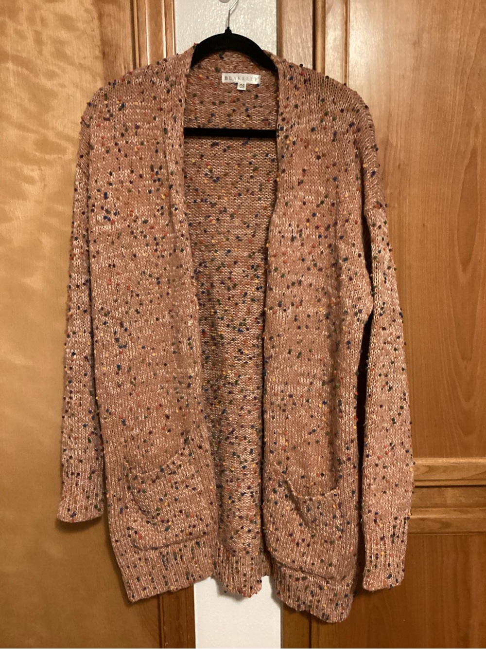 Blakeley Dusty Pink Speckled Open-Front Cardigan